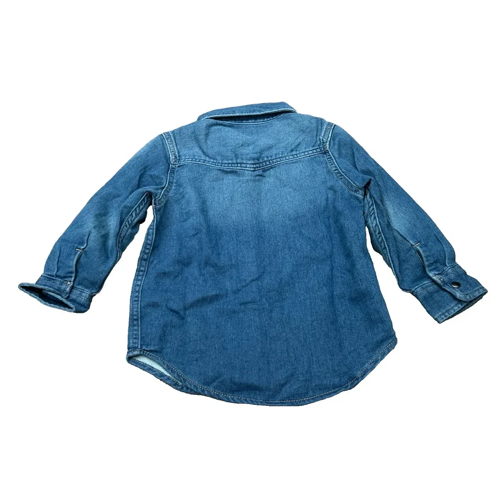 NWT Baby Gap Boys Blue Chambray Long Sleeve Western Button Up Shirt Size 3 Years